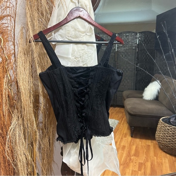 TRIPP NYC Womens Corset Size Large Black Lace Tie up Bustier Retro Gothcore - Picture 9 of 10